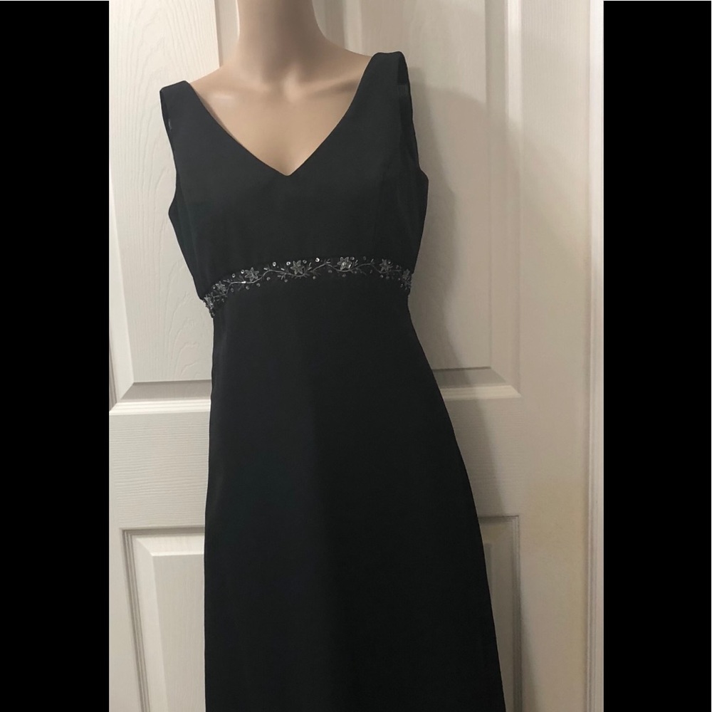 Black Floor length David’s Bridal gown